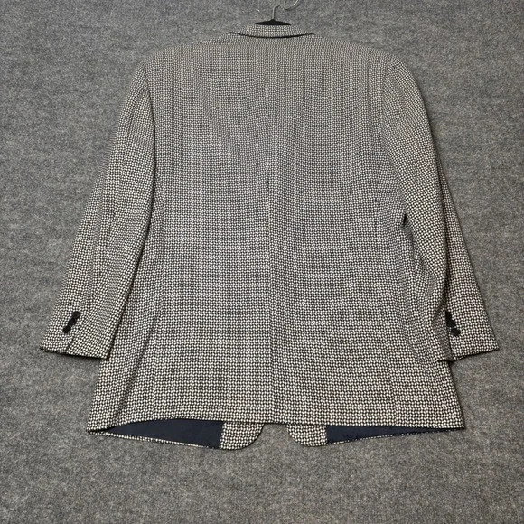 Luigi Botto Mens Virgin Wool Blend Blazer Navy Cream Micro Pattern Italy 42 L